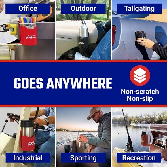 Magnetic Cup Holder - Caddy for Bottles, Glasses, and Cans - Fits on Fridge, Law - Picture 5 of 6